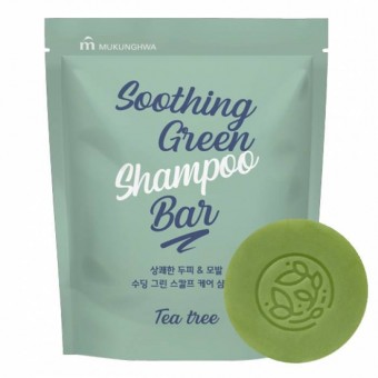 Mukunghwa Soothing Green Shampoo Bar - Твердый шампунь для волос с ароматом чайного дерева