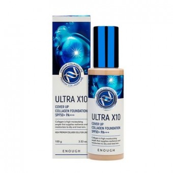 Enough Ultra X10 Cover Up Collagen Foundation SPF50+ PA+++ #21 - Тональная основа с коллагеном тон 21