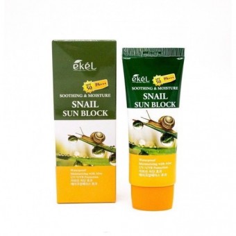 Ekel Snail Sun Block SPF 50 PA+++ - Солнцезащитный крем для лица с улиточным муцином