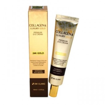 3W Clinic Collagen & Luxury Gold Premium Eye Cream - Крем для кожи вокруг глаз с золотом и коллагеном