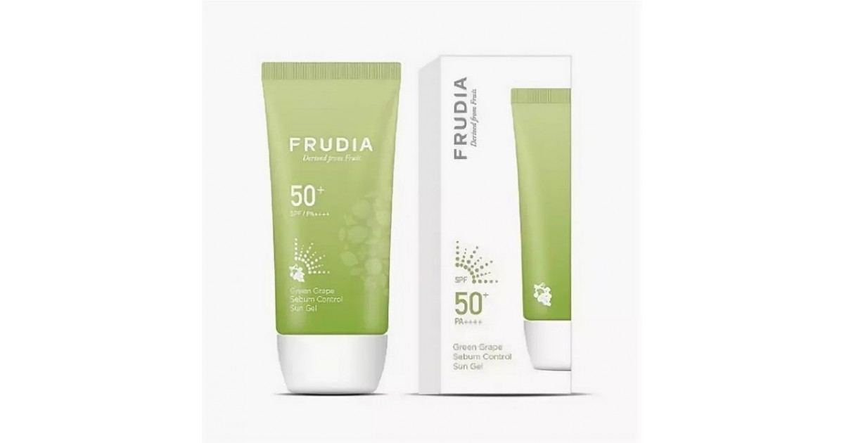 Sebum green. Frudia крем для лица SPF 50. СПФ корейский крем 50 зеленый. Spf50+pa++++ Frudia Green grape Sebum Control Cooling Sun Gel. Frudia солнцезащитный крем 50 SPF.