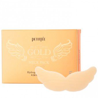 Petitfee Gold Neck Pack - Антивозрастная гидрогелевая маска для шеи с золотыми частицами