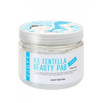 JJOYY Ice Centella Beauty Pad Jumbo - Интенсивно питающие, смягчающие и увлажняющие диски для лица с экстрактом Центеллы, Церамидами и Аллантоином