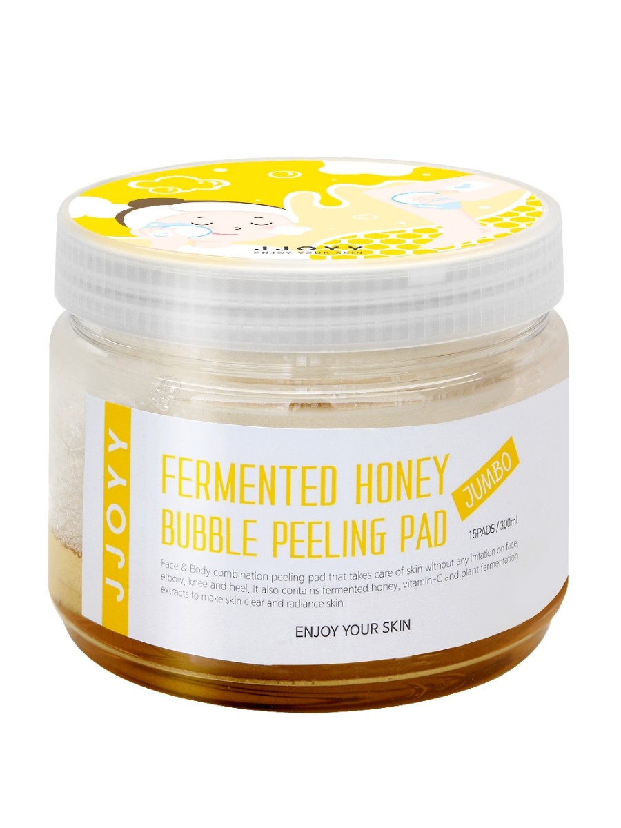Fermented Honey Bubble Peeling Pad Jumbo - Интенсивно обновляющие, регенерирующие и выравнивающие тон кожи пилинг-диски для лица и тела с ферментированным экстрактом Меда, Витамином С и Фруктовыми кислотами