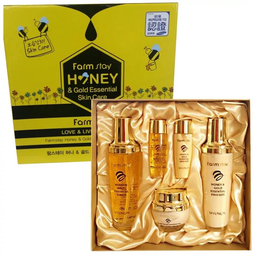 Антивозрастной уход Honey & Gold Essential Skin Care 3 Set - Набор по уходу за кожей лица c экстрактом меда и коллоидного золота